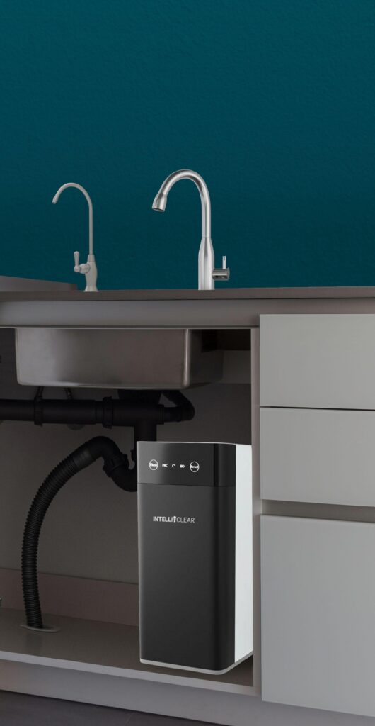 Water Filter under a kitchen cabinet